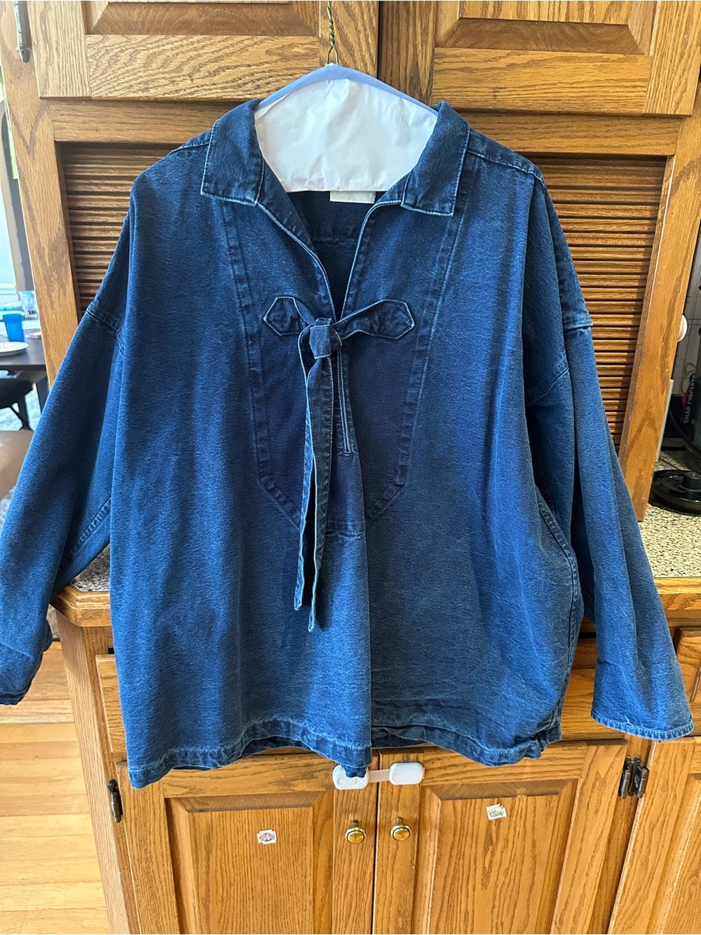 Rudy Jude Oversized Indigo Denim Tie-Front Pullover